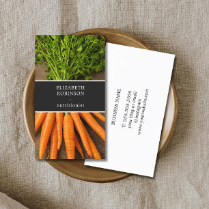 Modern Elegant Photo Carrots Nutritionist Visitkort