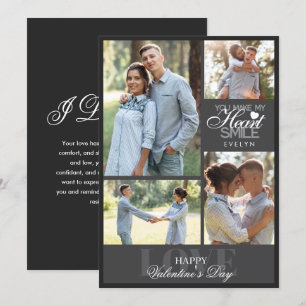 Modern Elegant Photo Collage Black Valentine Day Julkort