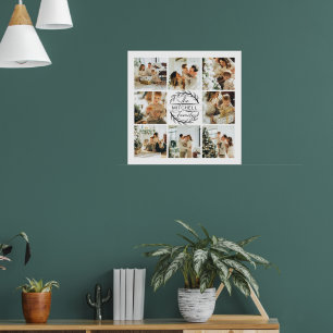 Modern Elegant Photo Collage Black White Keepsaké Poster