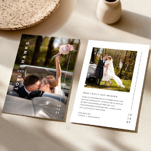 Modern Elegant Photo Collage Bröllop Tack Kort