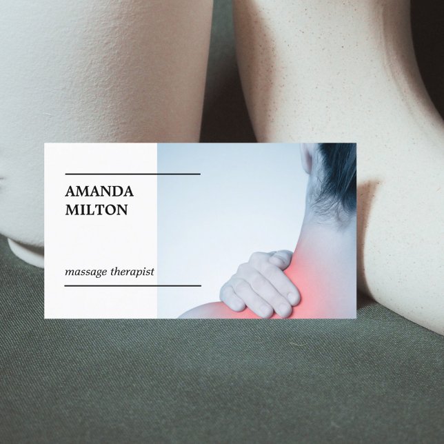 Modern Elegant Photo Massage Therapist Business Ca Visitkort (Skapare uppladdad)