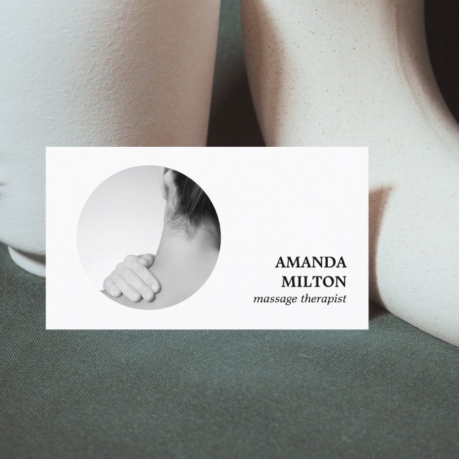 Modern Elegant Photo Massage Therapist Visitkort (Skapare uppladdad)