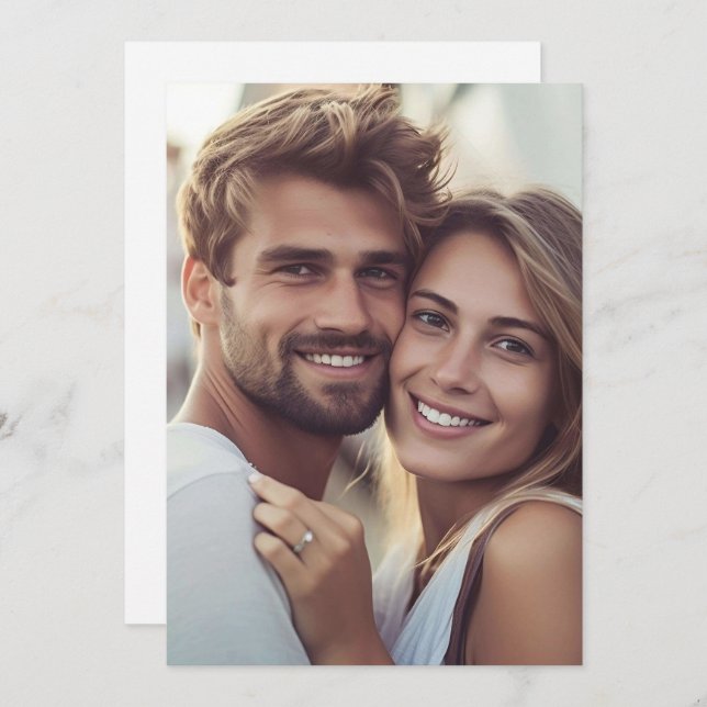 Modern Elegant Photo Monogram Bröllop Inbjudningar (Fram/baksida)