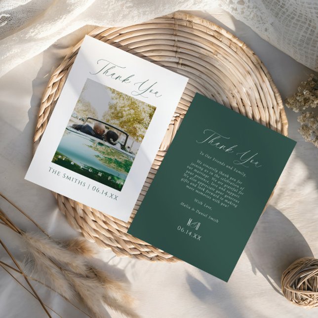 Modern Elegant Photo Monogram Wedding Tack Kort (Skapare uppladdad)