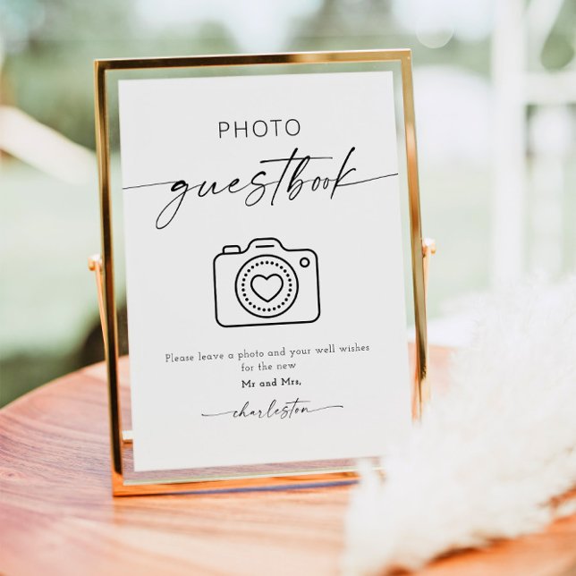 Modern Elegant Photo Polaroid Guestbook-tecken Poster (Skapare uppladdad)