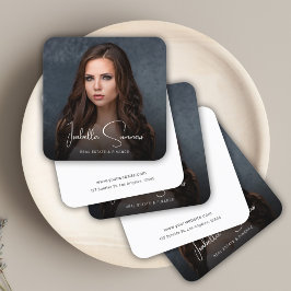 Modern Elegant Photo Realtor Finance Professionell Fyrkantigt Visitkort