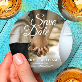 Modern Elegant Photo Save Date Elegant bröllop Underlägg Papper Rund