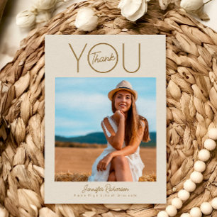 Modern Elegant Photo Studenten Tack Kort