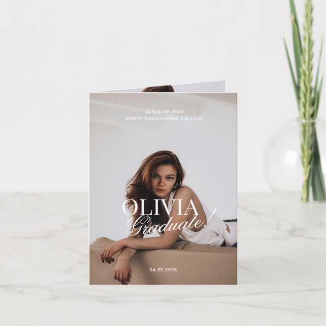 Modern Elegant Photo Typography Script Grad Folded Meddelande (Framsida)