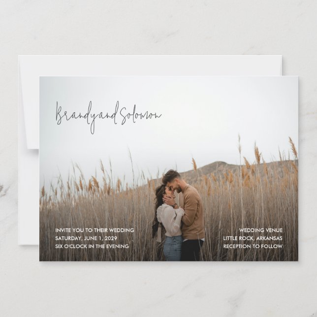 Modern Elegant Photo Wedding Magnetisk Inbjudningskort (Framsida)
