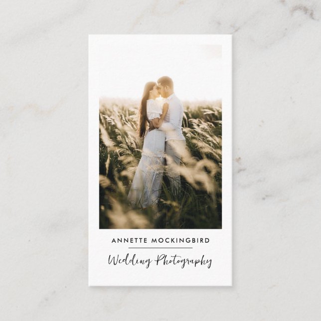 Modern Elegant  Photo Wedding Photography Script Visitkort (Framsida)