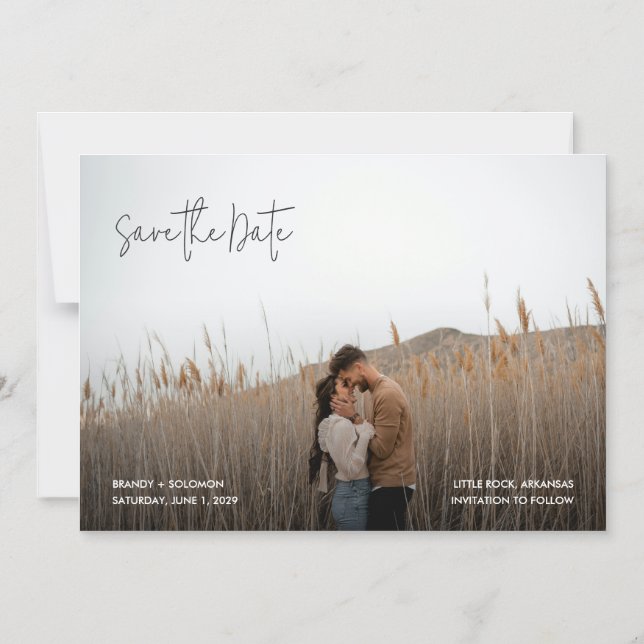 Modern Elegant Photo Wedding Save the Date Magnetisk Inbjudningskort (Framsida)