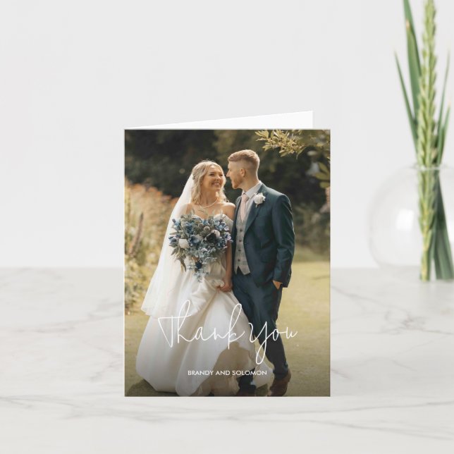 Modern Elegant Photo Wedding Tack Kort (Framsida)