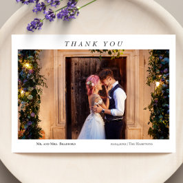 Modern Elegant Photos Typography-meddelande Bröllo Tack Kort