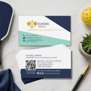 Modern Elegant Pickleball-Tränare Instruktör QR-ko Visitkort