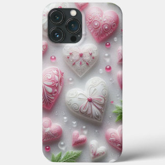 Modern elegant pink white heart valentine