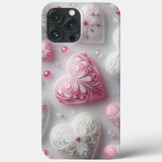 Modern elegant pink white heart valentine