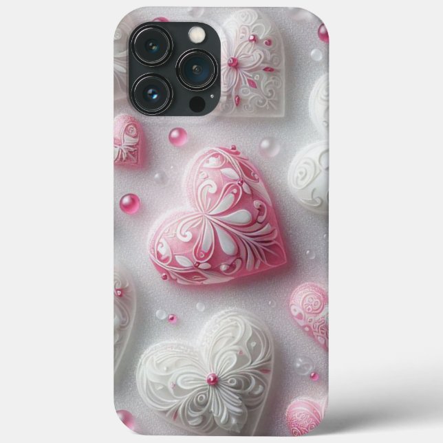 Modern elegant pink white heart valentine  (Baksida)
