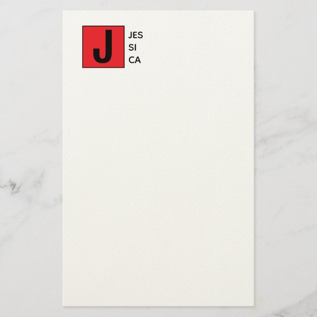 Modern Elegant Plain Professional Name Monogram Brevpapper (Framsida)