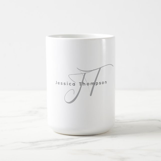 Modern Elegant Plain Professional Name Monogram Kaffemugg (Center)