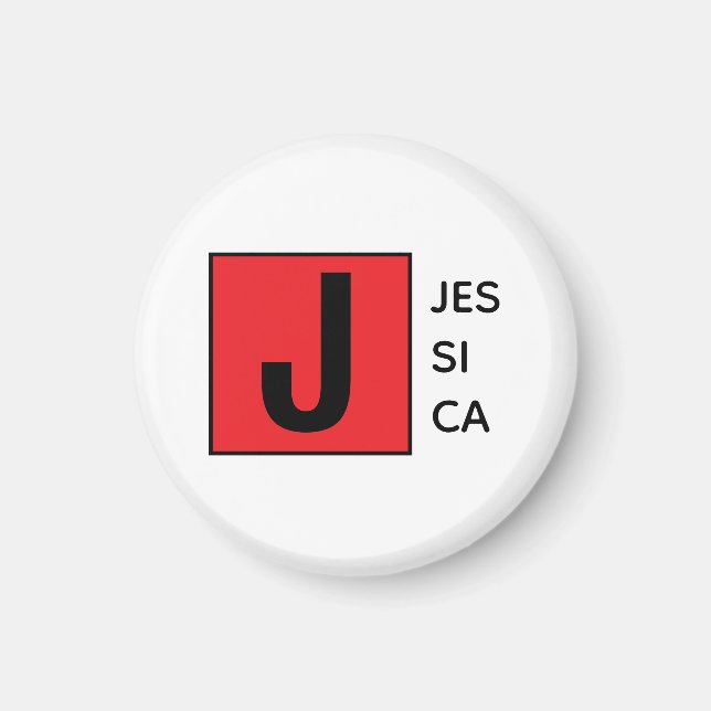 Modern Elegant Plain Professional Name Monogram Magnet (Framsidan)