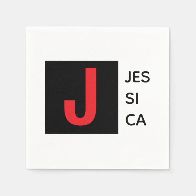 Modern Elegant Plain Professional Name Monogram Pappersservett (Framsidan)