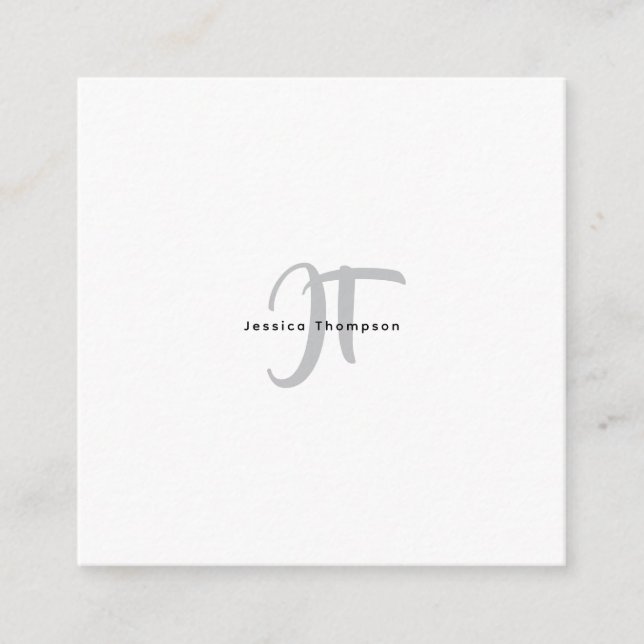 Modern Elegant Plain Professional Name Monogram Tilläggskort (Framsida)