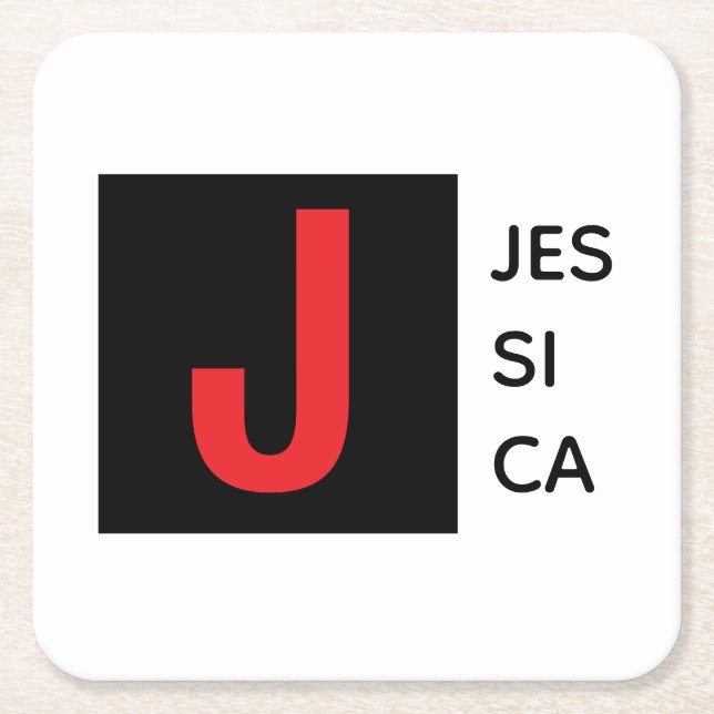 Modern Elegant Plain Professional Name Monogram Underlägg Papper Kvadrat (Framsidan)