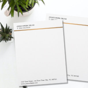 Modern Elegant Plain White Faux Copper Line Brevhuvud