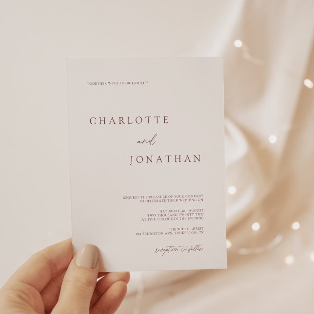 Modern Elegant Plain White Wedding-inbjudan Inbjudningar (Skapare uppladdad)