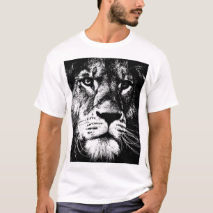 Modern Elegant Pop Art Lejon Ansikte Mall Mäns T Shirt