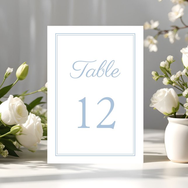 Modern Elegant Powder Blue Bröllop Bordsnummer (Modern Elegant Powder Blue Wedding Table Number)