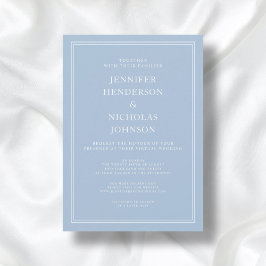 Modern Elegant Powder Blue Virtuella Bröllop Inbjudningar
