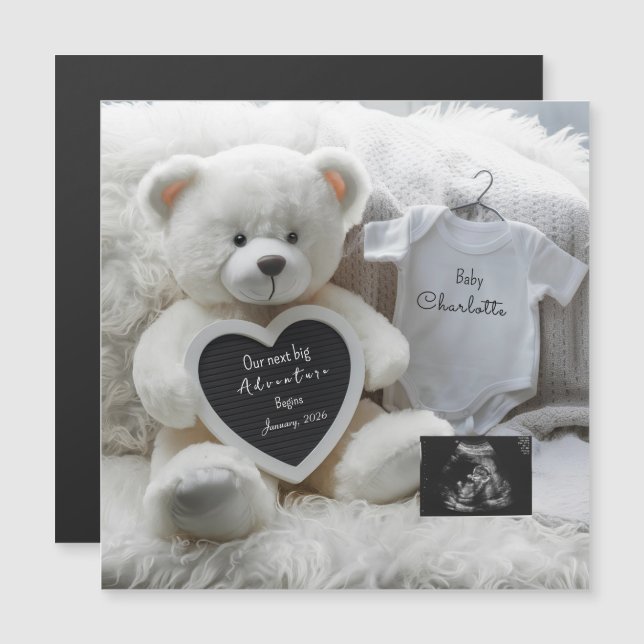 Modern Elegant Pregnancy Announcement Keepsake  (Fram/baksida)