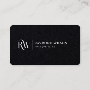 Modern Elegant Premium Black and White Monogramme Visitkort