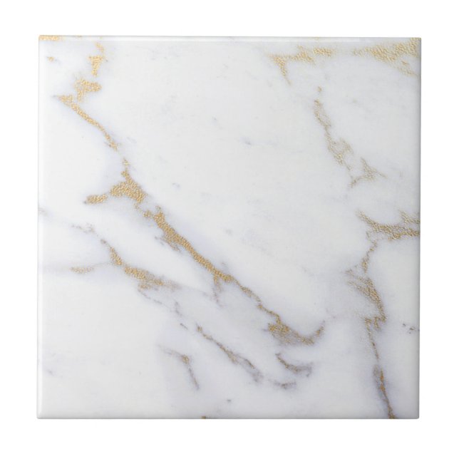 Modern Elegant Premium för vit Marble Guld Glitter Kakelplatta (Framsidan)