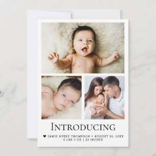 Modern elegant Presentation av Baby tre bilder Tack Kort