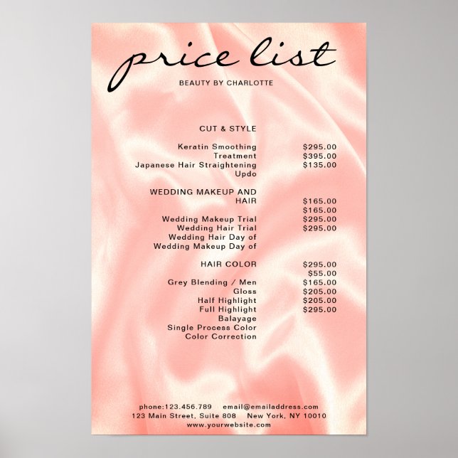 Modern, elegant prislista poster (Framsidan)