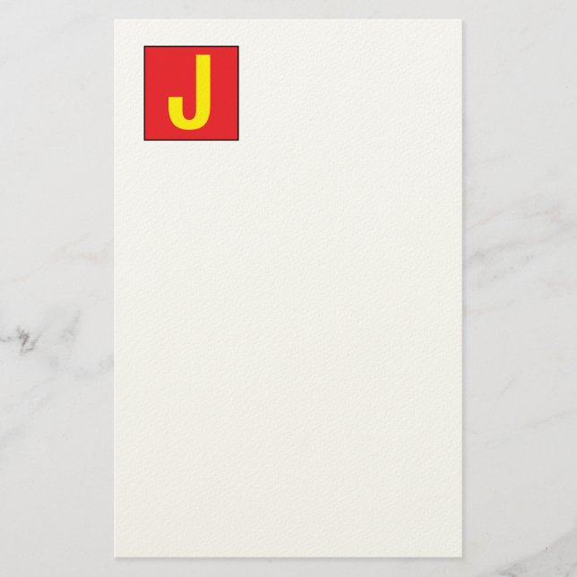 Modern Elegant Professional Monogram Red Yellow Brevpapper (Framsida)