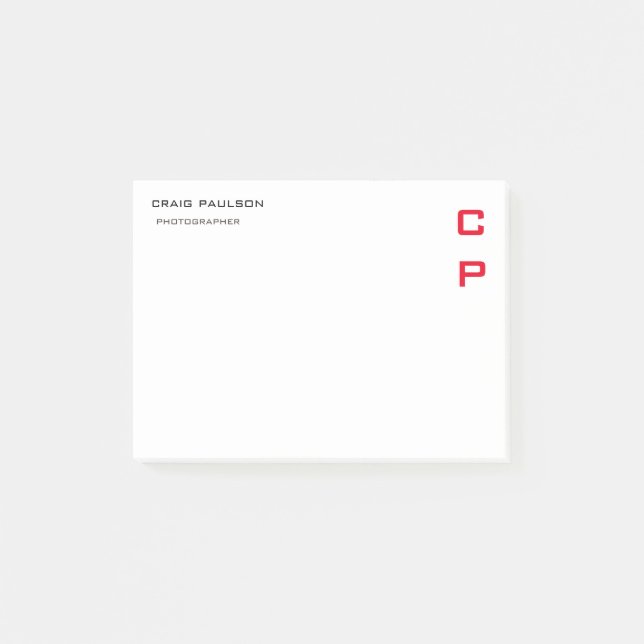 Modern Elegant Professional Simple Red White Post-it Block (Framsida)