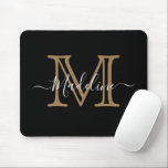 Modern Elegant Professionell Black Guld Monogram Musmatta<br><div class="desc">Enkel Professionell,  svartvit Guld-monogramplan med Elegant</div>