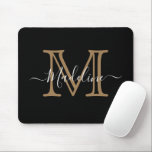 Modern Elegant Professionell Black Guld Monogram Musmatta<br><div class="desc">Enkel Professionell,  svartvit Guld-monogramplan med Elegant</div>