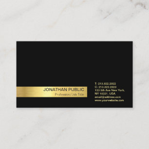 Modern Elegant Professionell Black Guld Plain Visitkort