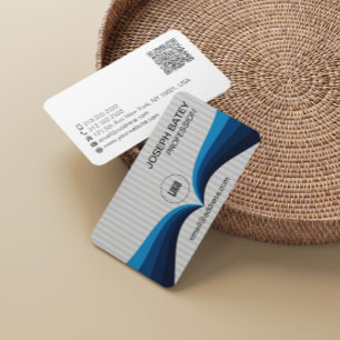 Modern Elegant Professionell Blue Wave QR-kod Visitkort