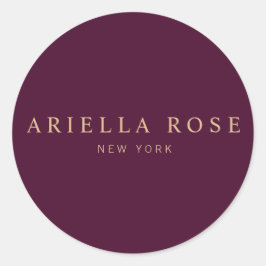 Modern Elegant Professionell Burgundy Vin Färg Runt Klistermärke