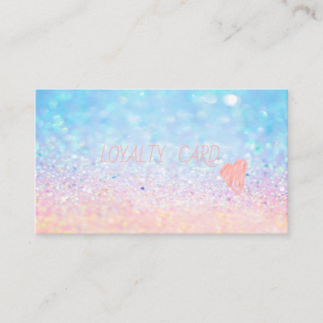 Modern Elegant Professionell Glitter Bokeh Hearts Lojalitetskort (Framsida)