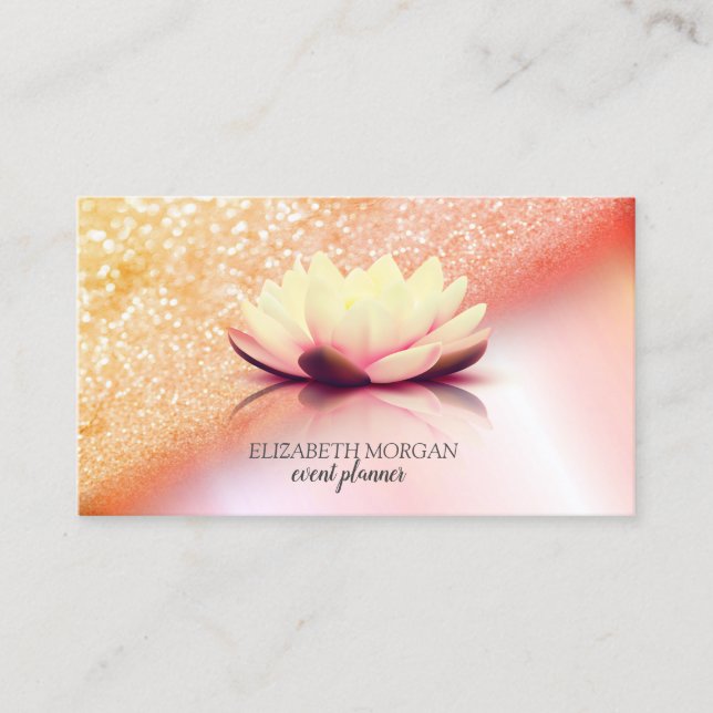 Modern Elegant Professionell Glitter Bokeh Lotus Visitkort (Framsida)
