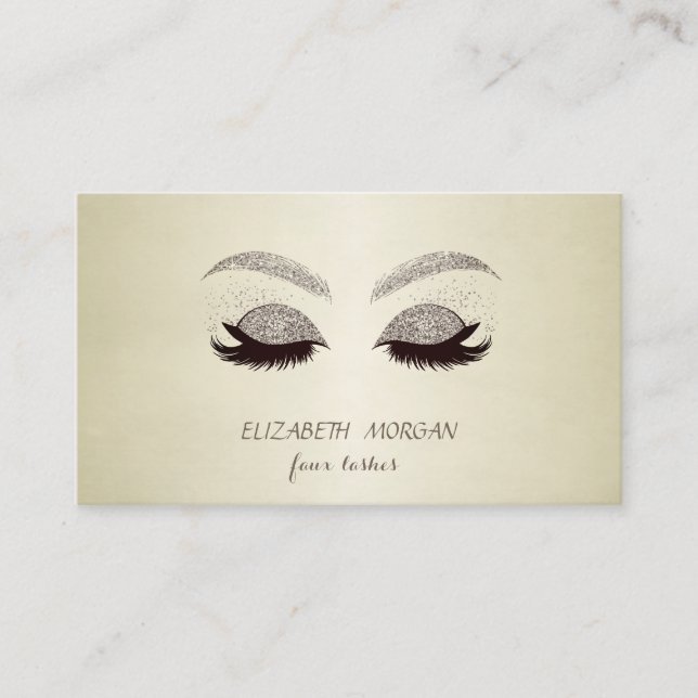 Modern Elegant Professionell Glitter Faux Lash Visitkort (Framsida)