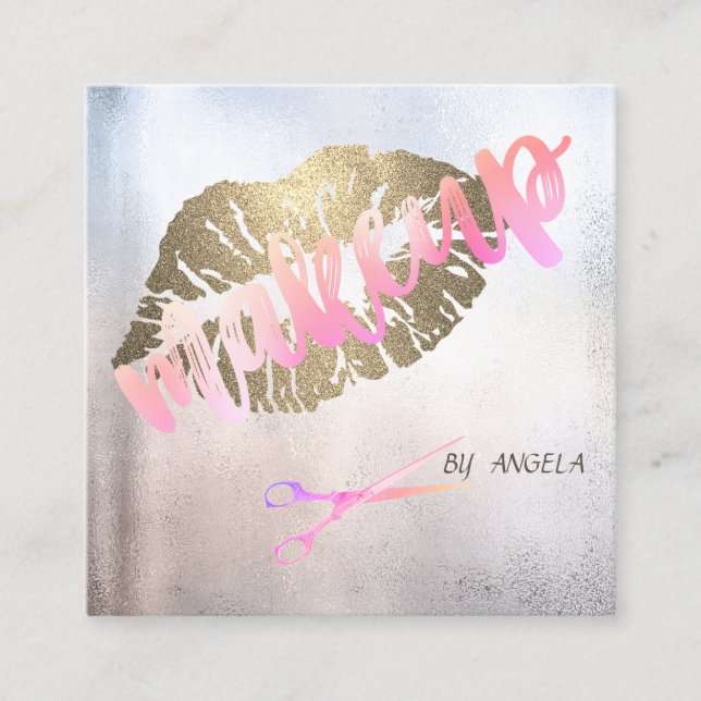 Modern Elegant Professionell Glitter Läppar,sax Fyrkantigt Visitkort (Framsida)