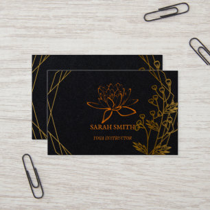 Modern Elegant Professionell golden lotus blomma B Visitkort